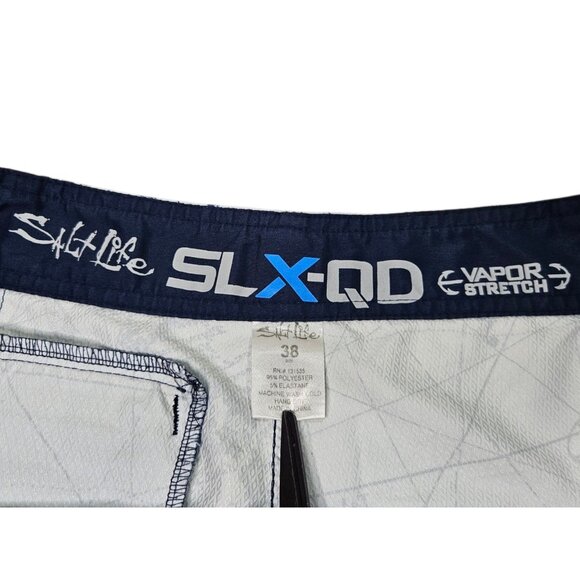 Salt Life SLX-QD Vapor Stretch Board Swim Shorts Marlin Fish Print Men's 38 Blue - Picture 7 of 12